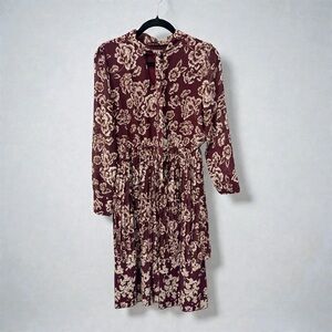Fashion Union Burgundy Floral Long Sleeve Dress
